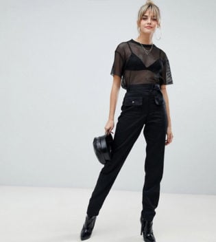 Prettylittlething Cargo Pocket Detail Straight Leg Pants In Black