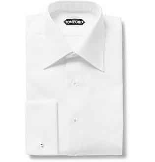 White Slim-Fit Bib-Front Double-Cuff Cotton Tuxedo Shirt