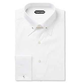 White Slim-Fit Pinned-Collar Double-Cuff Cotton-Poplin Shirt