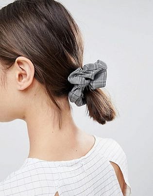 Asos Design Check Scrunchie Hair Tie