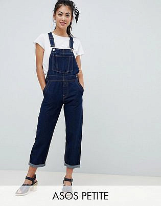 Asos Design Petite Denim Dungaree In Rinsewash