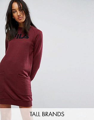 Fila Tall Oversized Jumper Dress With Logo And Pocket Detail