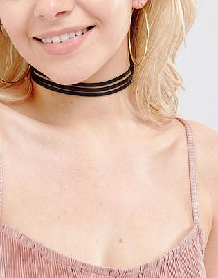 Vanessa Mooney Leather Look Choker With Gold Plated Chain