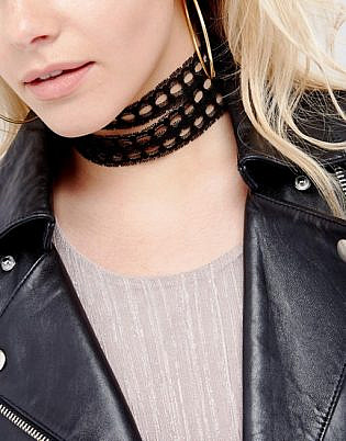 Vanessa Mooney Multi Layered Lace Choker With Gold Plated Chain