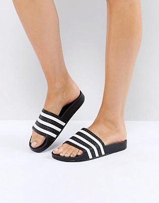 Adidas Originals Adilette Slider Sandals In Black