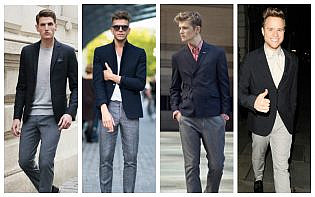 black jacket with grey pants