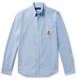Button Down Collar Embroidered Cotton Oxford Shirt