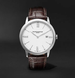 Classima Quartz 40mm Steel And Croc Effect Leather Watch