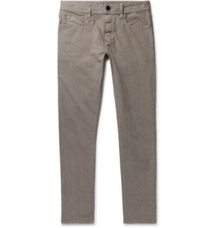 Grey Slim Fit Pigment Dyed Stretch Cotton Trousers