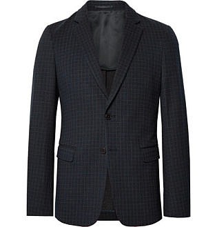 Navy Clinton Checked Stretch Ponte Blazer