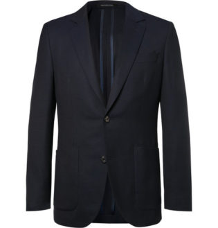 Navy Spirit Slim Fit Wool Hopsack Blazer