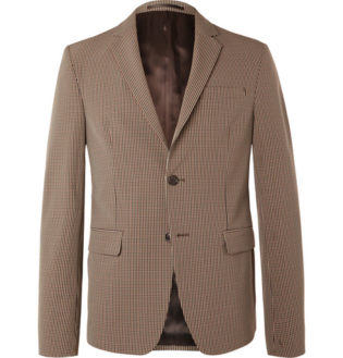 Slim Fit Checked Stretch Shell Blazer