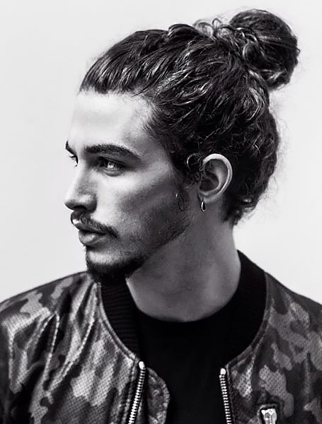 Curly Hair Man Bun