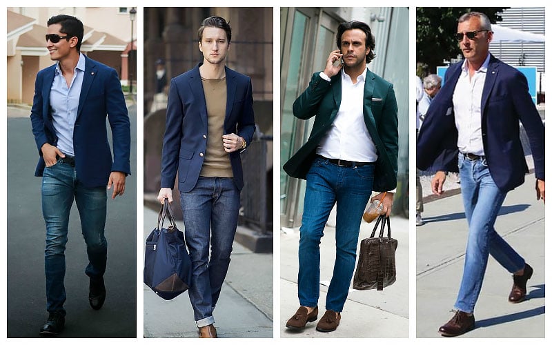 Discover more than 153 navy blue blazer with jeans