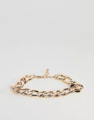 Asos Design Heavyweight Chain Bracelet In Gold