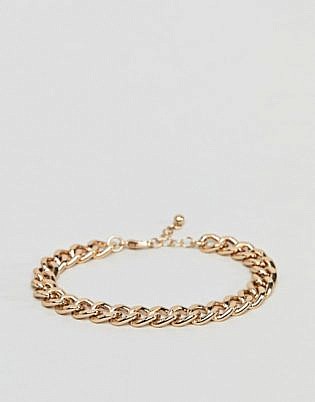 Asos Design Midweight Chain Bracelet In Gold