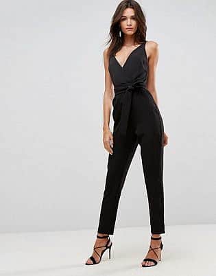 ASOS Wrap Front Jumpsuit with Peg Leg and Self Belt
