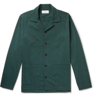 Camp Collar Cotton Blend Seersucker Shirt