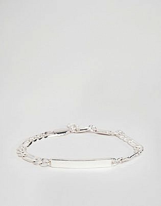 Chained & Able Figaro Id Bracelet In Silver