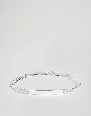 Chained & Able Figaro Id Bracelet In Silver