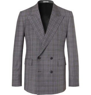 Grey Kipling Double Breasted Checked Wool Suit Jacket