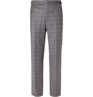 Grey Martin Checked Wool Suit Trousers