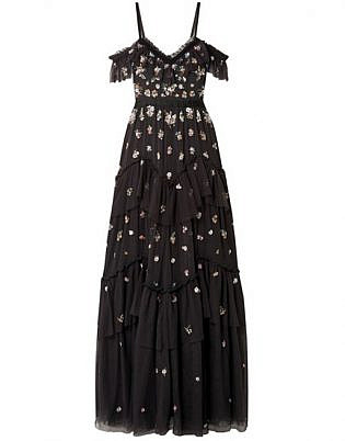 Needle & Thread Lustre Cold Shoulder Embellished Tulle Gown