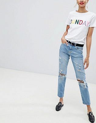 Pieces Distressed Mom Jean