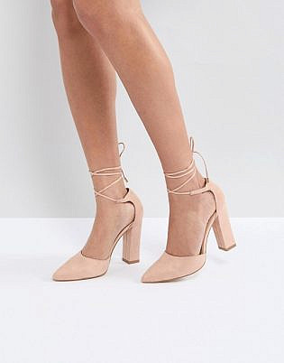 Raid Pamela Ankle Tie Block Heeled Shoes