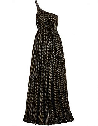 Stella Mccartney One Shoulder Metallic Fil Coupé Silk Blend Chiffon Gown