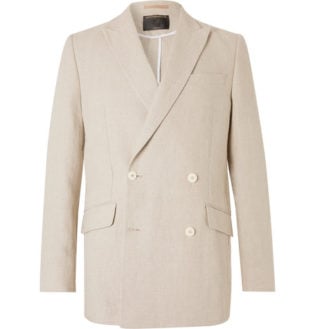 Stone Evering Double Breasted Linen Suit Jacket