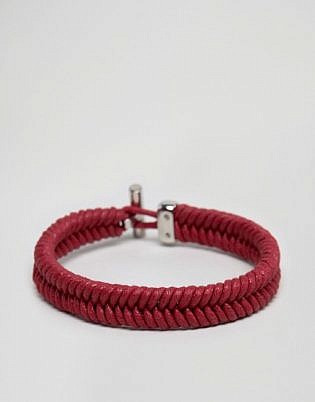 Tommy Hilfiger Coated Cord Bracelet In Red