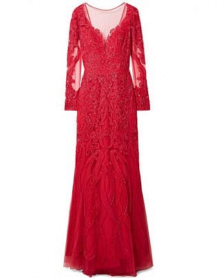Zuhair Murad Embellished Embroidered Silk Blend Tulle Gown