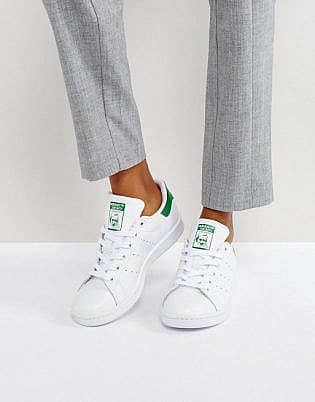 adidas Originals White And Green Stan Smith Sneakers