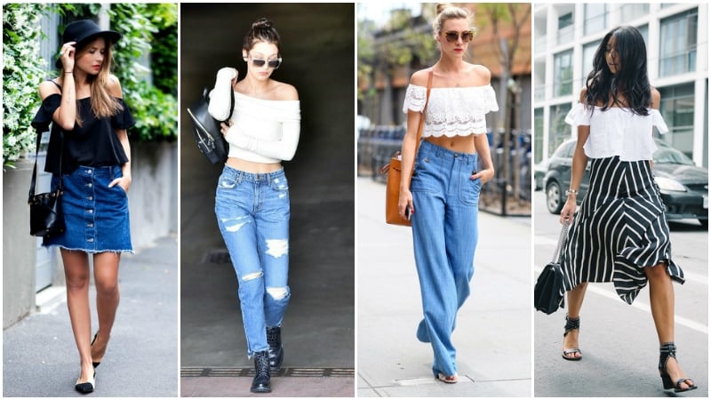Fashion Tops Off-The-Shoulder Tops H&M Basic Off-The-Shoulder Top white casual look 