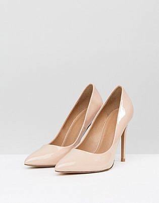 Asos Design Wide Fit Paris Pointed High Heeled Pumps In Almond