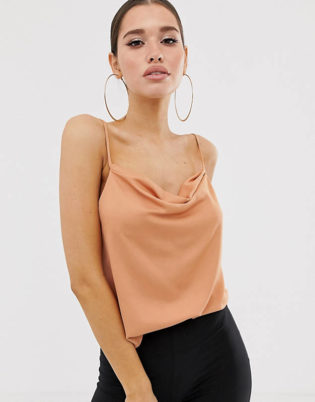 Asos Design Cowl Neck Cami In Satin