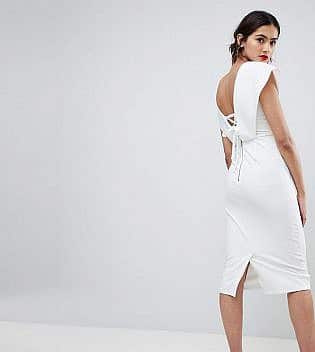 Asos Tall Origami Wrap Pencil Dress With Lace Up Back