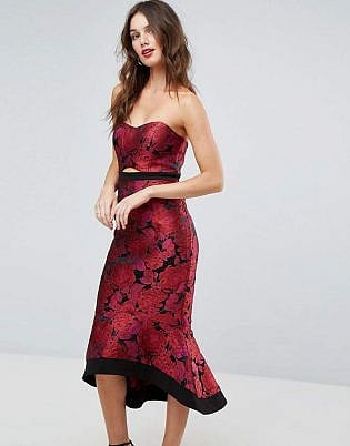 Forever New Premium Jaquard Midi Dress With Pephem