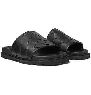 Intrecciato Leather Slides