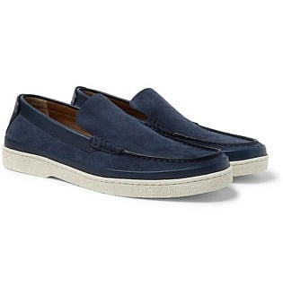 Leather Trimmed Suede Loafers