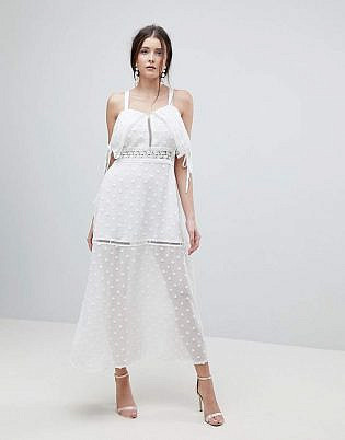 Lioness Cross Back Layered Folk Midaxi Dress