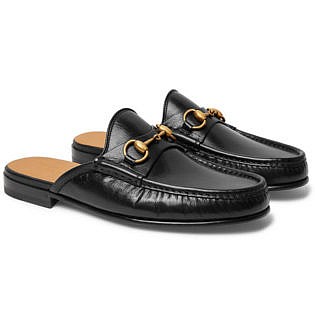 Open Roos Horsebit Leather Backless Loafers