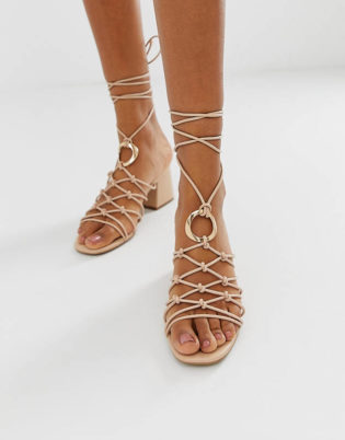 Asos Design Harvey Knotted Ring Detail Sandals