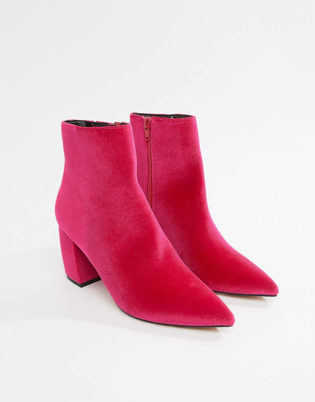 Asos Design Radius Velvet Ankle Boots