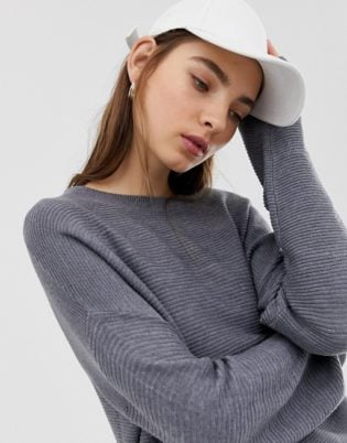 Asos Design Sweater With Ripple Stitch Detail