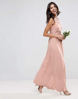 Asos Wedding Lace Top Pleated Maxi Dress
