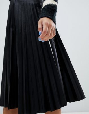 Bershka Pleated Faux Leather Skirt