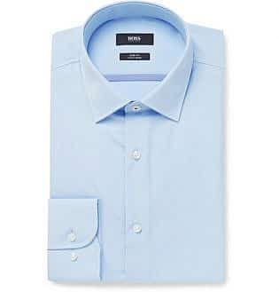Blue Jerris Slim-Fit Cotton-Poplin Shirt