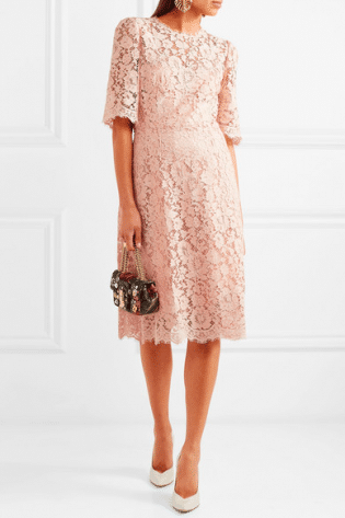 Dolce & Gabbana Corded Lace Midi Dress - Blush